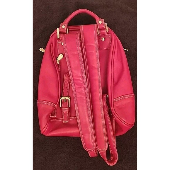 Le Donne Red Leather Mid Size Woman's Backpack/Purse Colombian Leather Bag - Picture 2 of 8